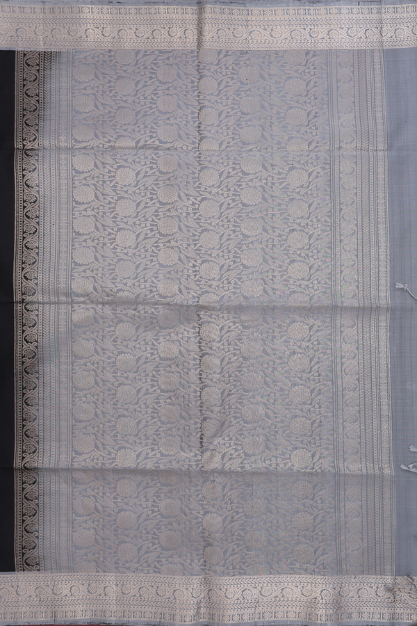 Soft Silk Saree In Black With Zari Motifs