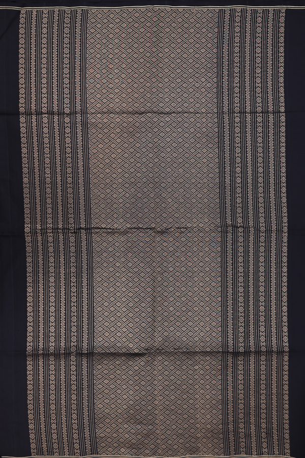 Soft Silk Saree In Black With Allover Design