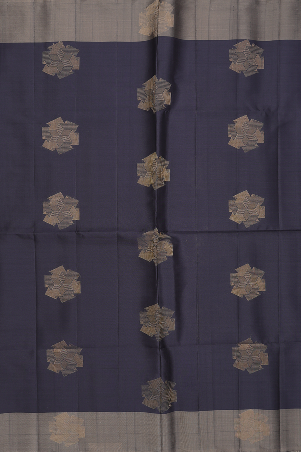 Soft Silk Saree In Black With Zari Motifs
