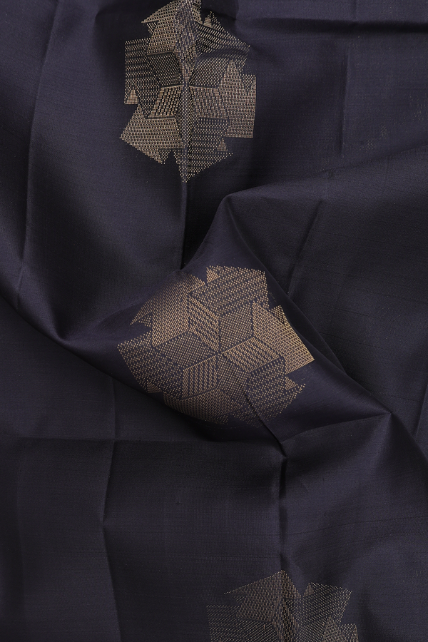 Soft Silk Saree In Black With Zari Motifs