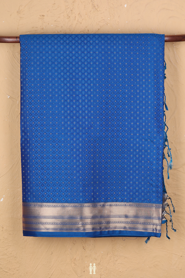 Soft Silk Saree In Blue With Allover Design