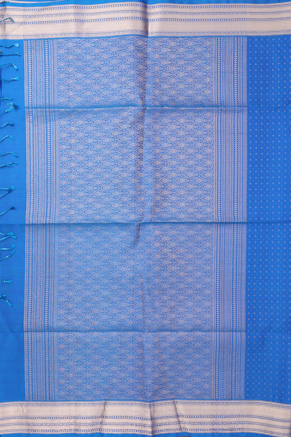 Soft Silk Saree In Blue With Allover Design