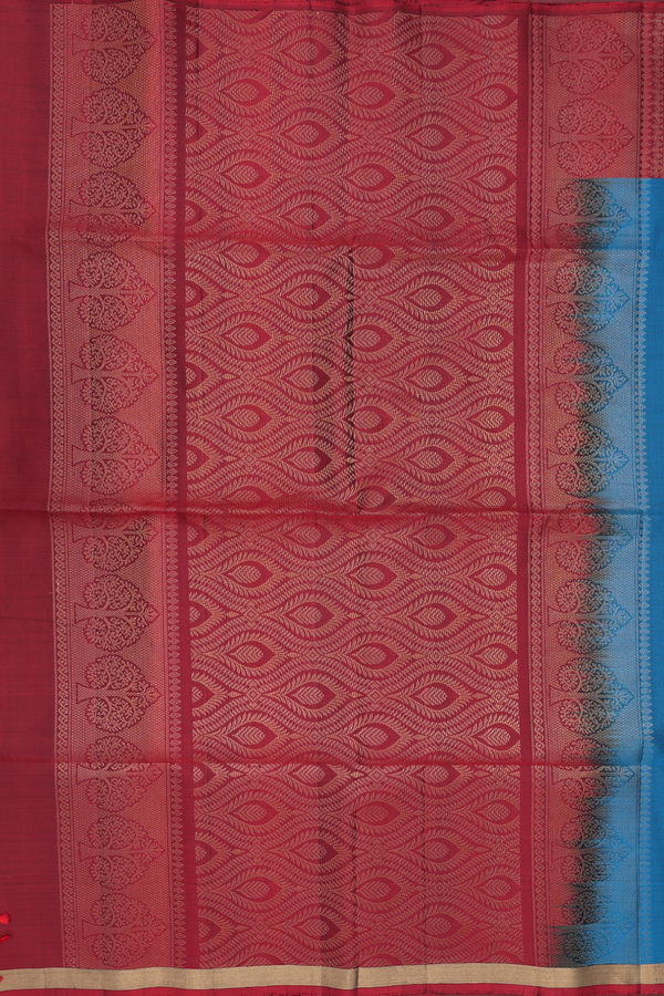 Soft Silk Saree In Teal Blue With Floral Buttas
