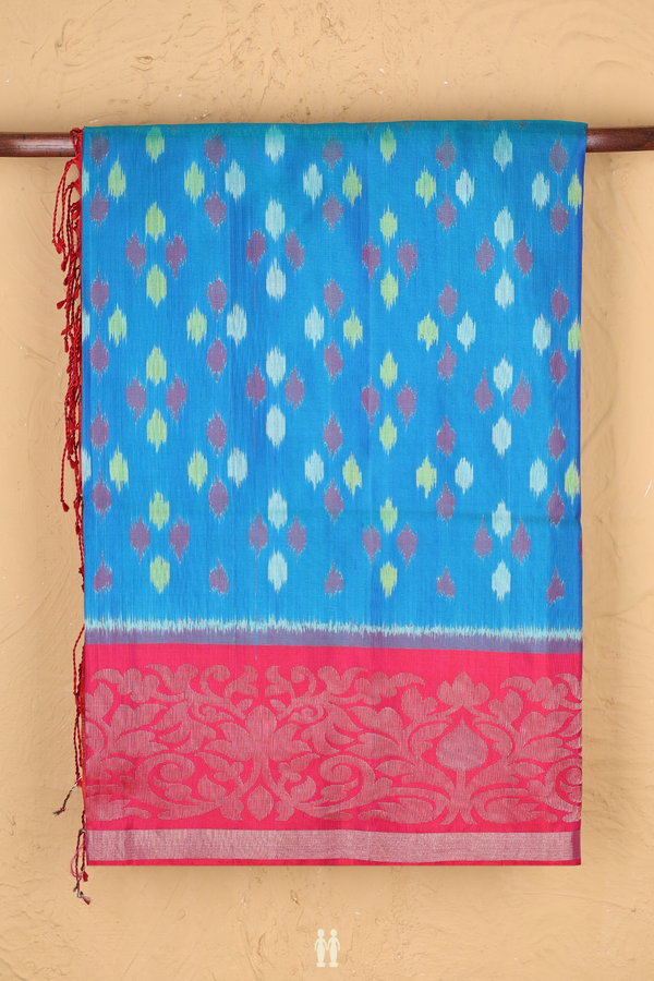 Soft Silk Saree In Blue With Printed Design