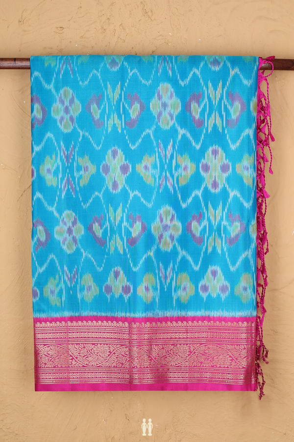 Soft Silk Saree In Blue With Printed Design