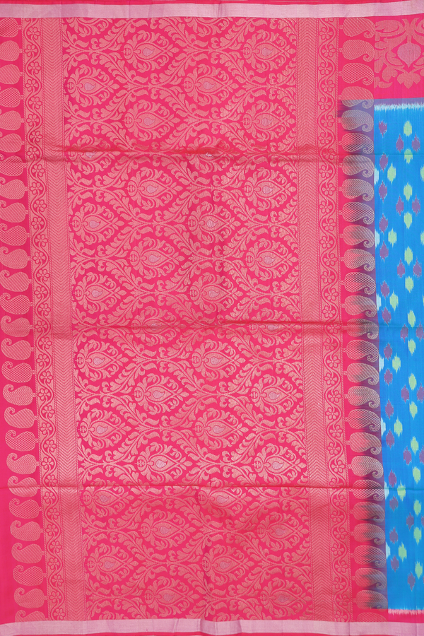 Soft Silk Saree In Blue With Printed Design