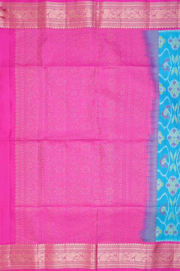 Soft Silk Saree In Blue With Printed Design