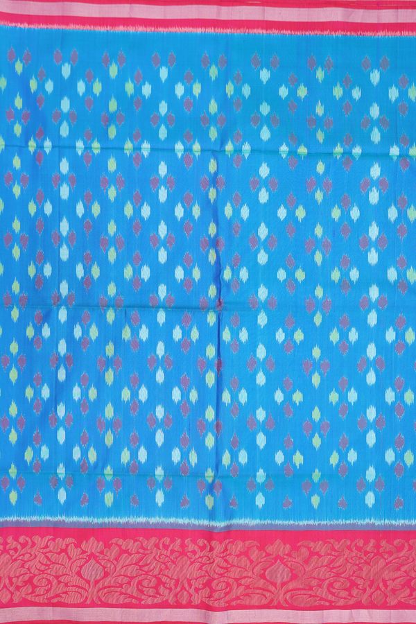 Soft Silk Saree In Blue With Printed Design