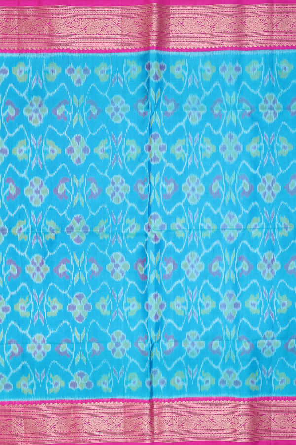 Soft Silk Saree In Blue With Printed Design