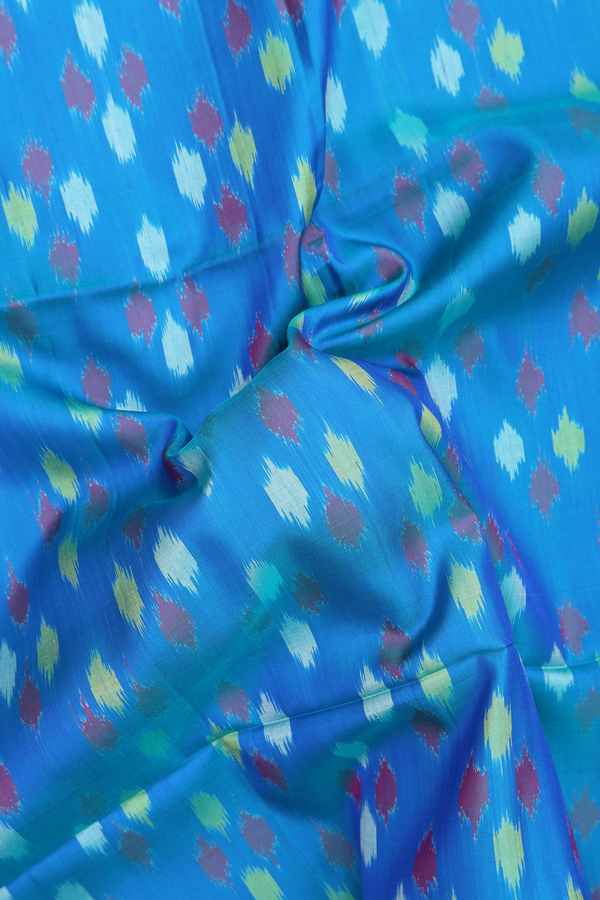 Soft Silk Saree In Blue With Printed Design