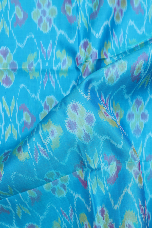 Soft Silk Saree In Blue With Printed Design