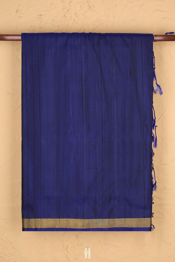 Soft Silk Saree In Blue With Self Stripes Design