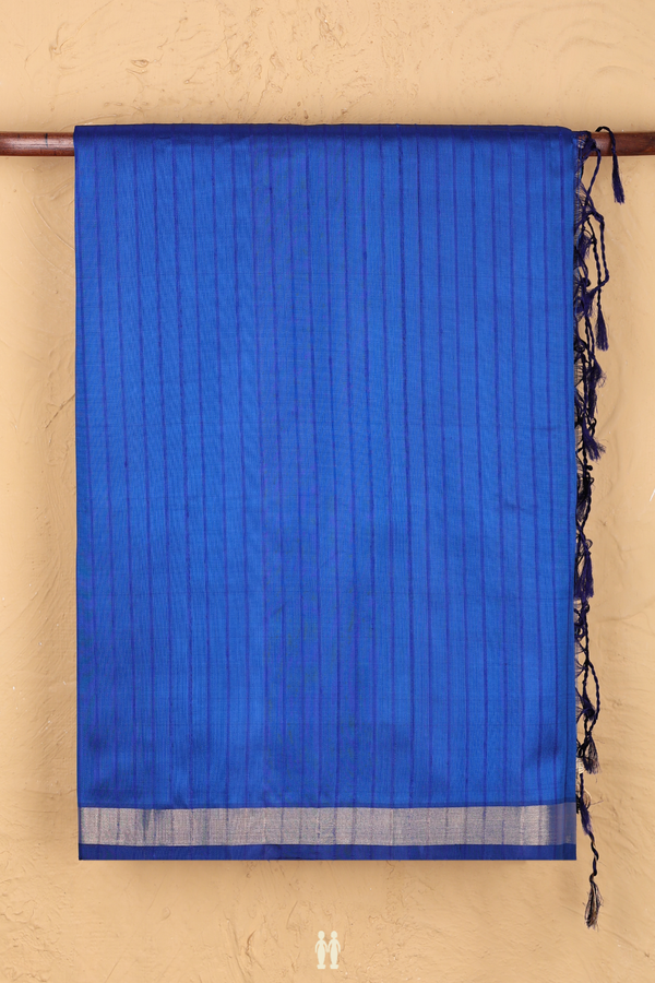 Soft Silk Saree In Blue With Self Stripes Design