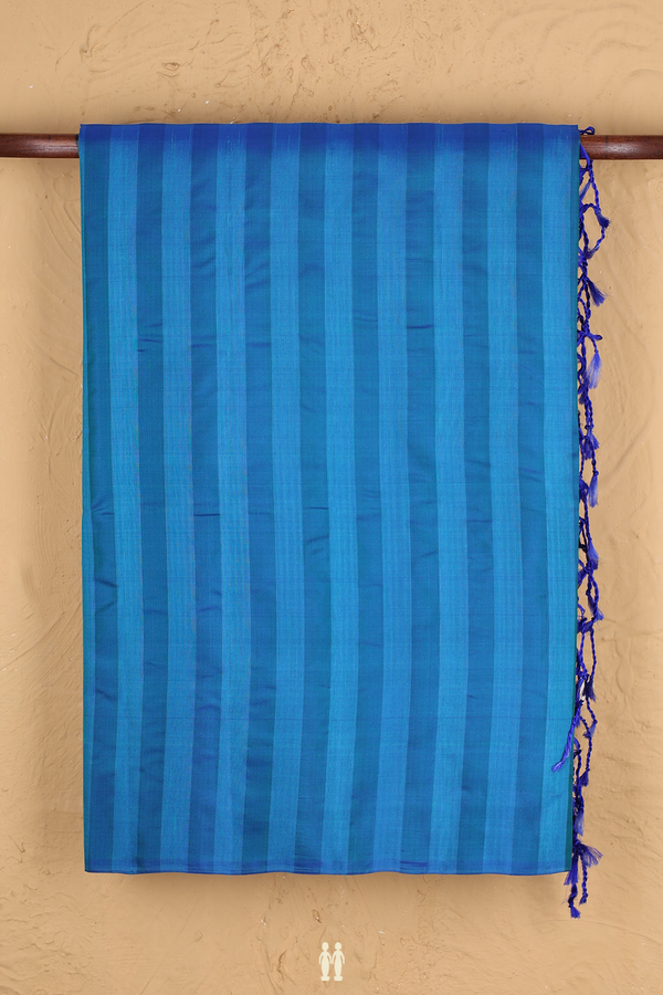 Soft Silk Saree In Blue With Self Stripes Design