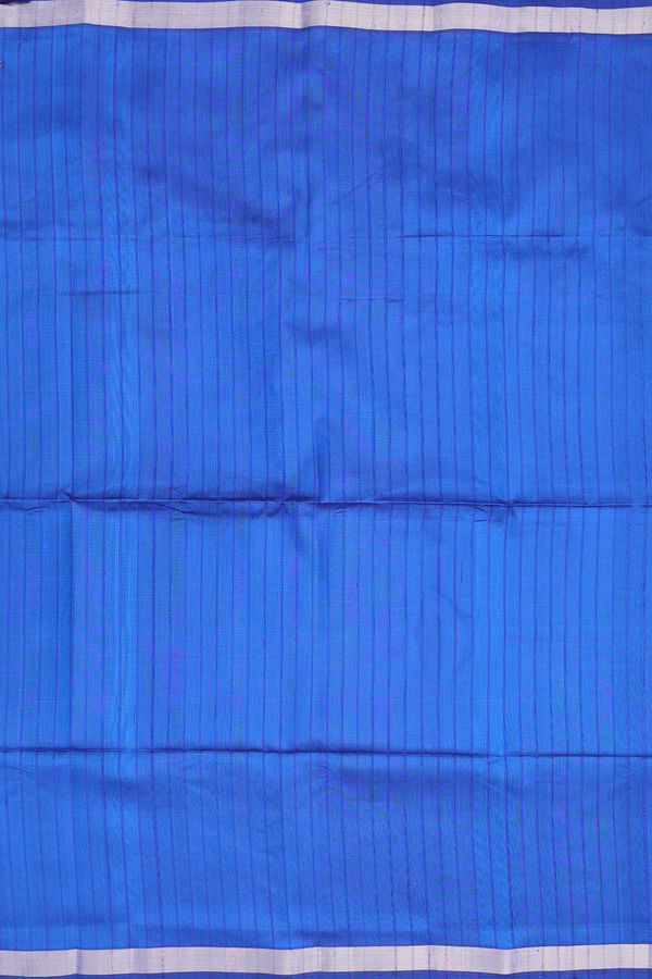 Soft Silk Saree In Blue With Self Stripes Design