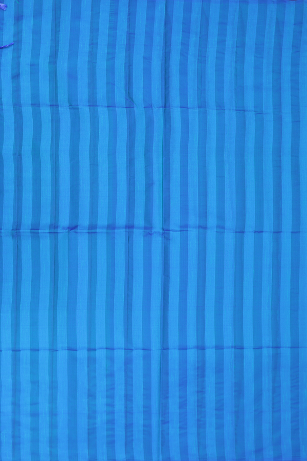 Soft Silk Saree In Blue With Self Stripes Design
