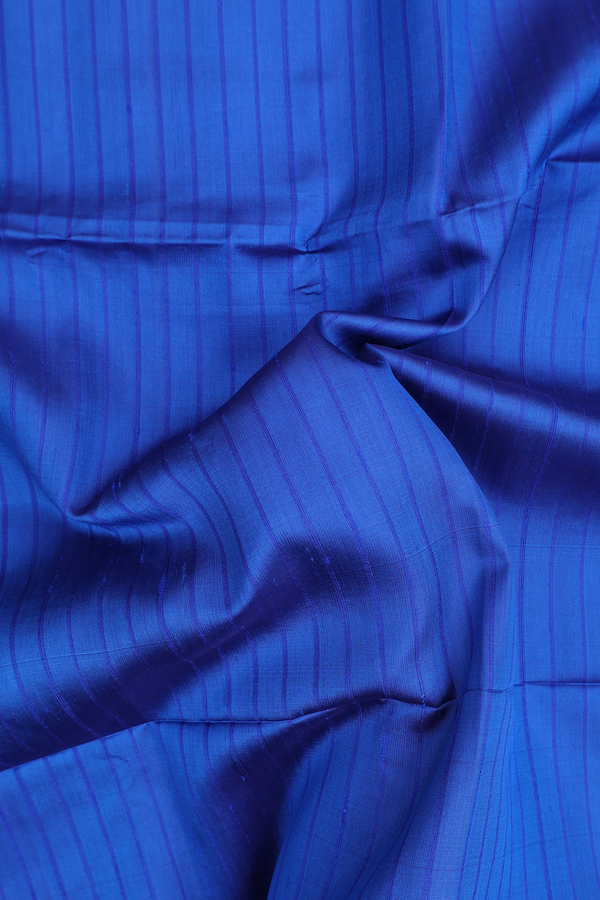 Soft Silk Saree In Blue With Self Stripes Design