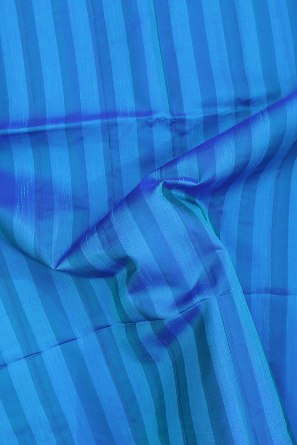 Soft Silk Saree In Blue With Self Stripes Design