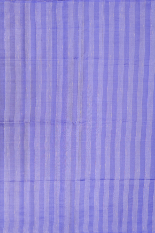 Soft Silk Saree In Blue And Grey With Self Stripes Design