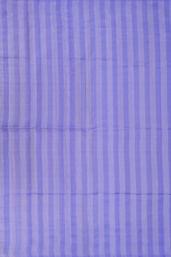 Soft Silk Saree In Blue And Grey With Self Stripes Design