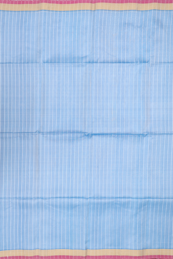 Soft Silk Saree In Blue With Stripes Design