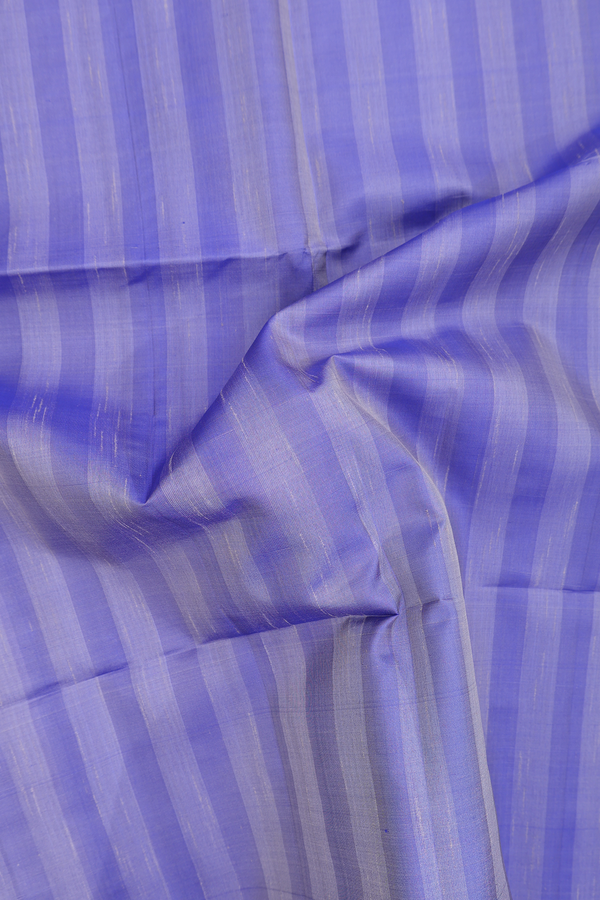 Soft Silk Saree In Blue And Grey With Self Stripes Design