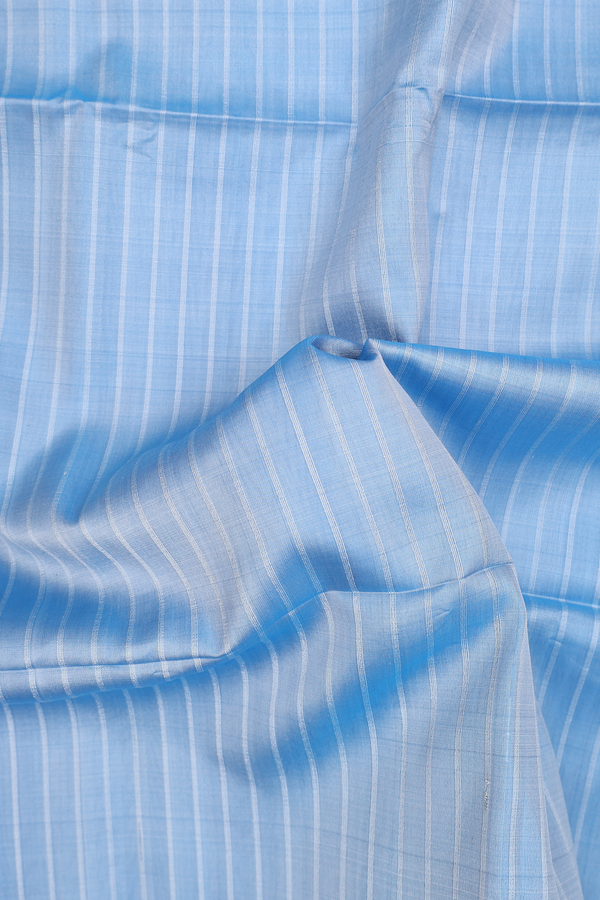 Soft Silk Saree In Blue With Stripes Design