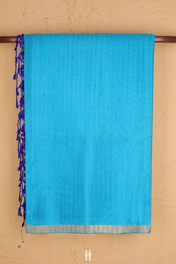 Soft Silk Saree In Blue With Self Stripes Design