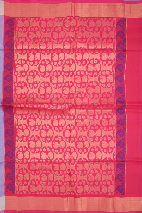 Soft Silk Saree In Bluish Purple With Floral Buttas