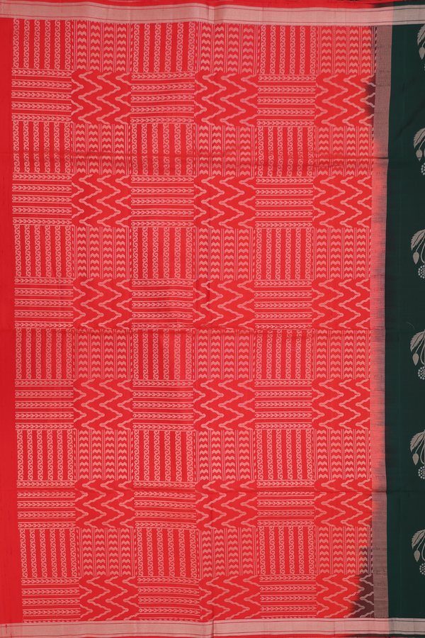 Soft Silk Saree In Bottle Green With Floral Motifs