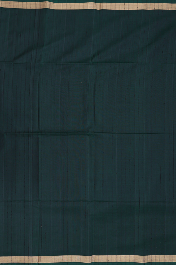 Soft Silk Saree In Bottle Green With Self Stripes Design