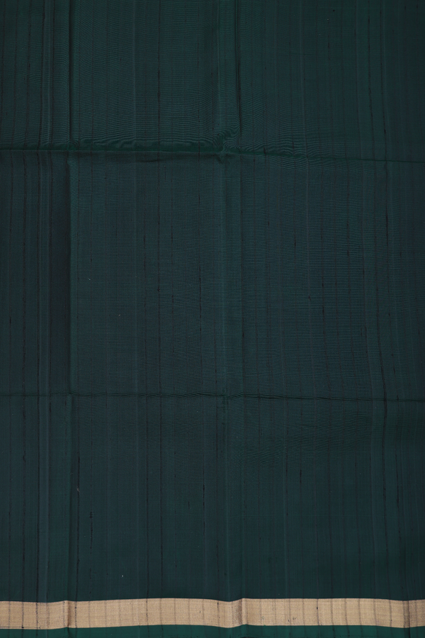 Soft Silk Saree In Bottle Green With Self Stripes Design