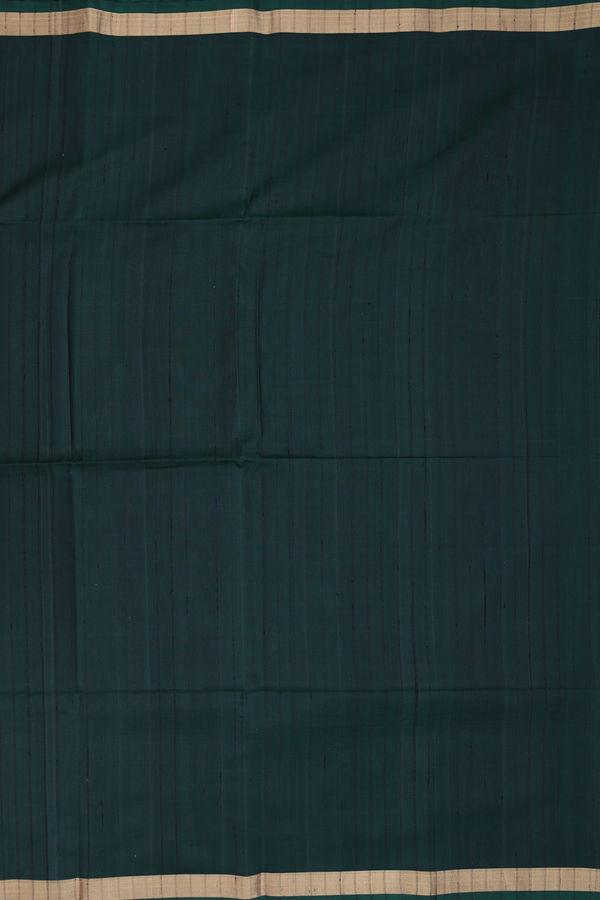 Soft Silk Saree In Bottle Green With Self Stripes Design