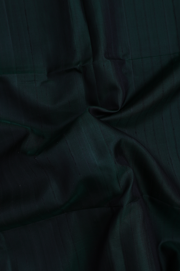 Soft Silk Saree In Bottle Green With Self Stripes Design