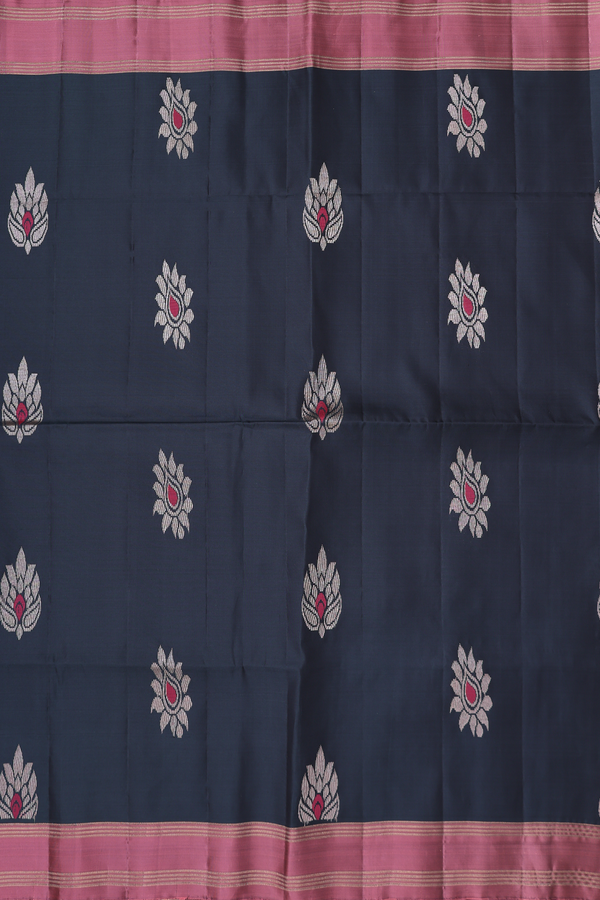 Soft Silk Saree In Bottle Green With Zari Motifs