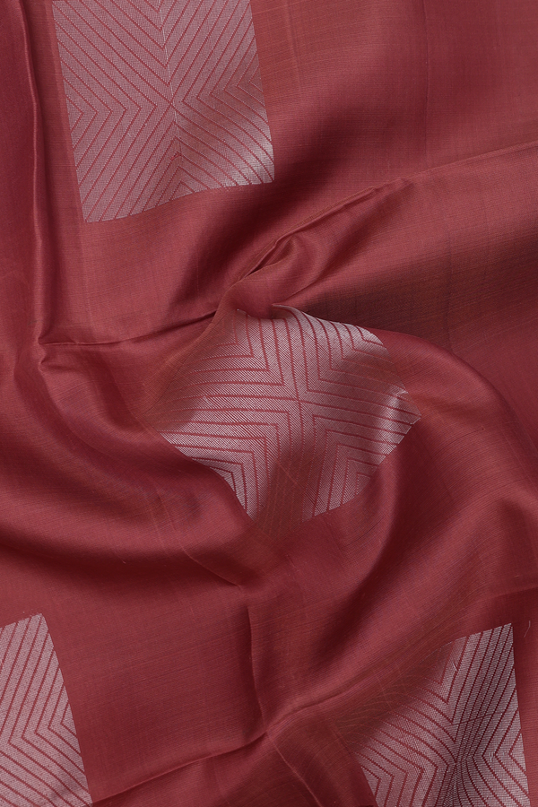 Soft Silk Saree In Brick Brown With Square Design
