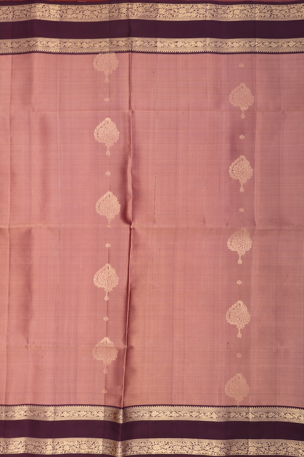 Soft Silk Saree In Brick Brown With Zari Motifs