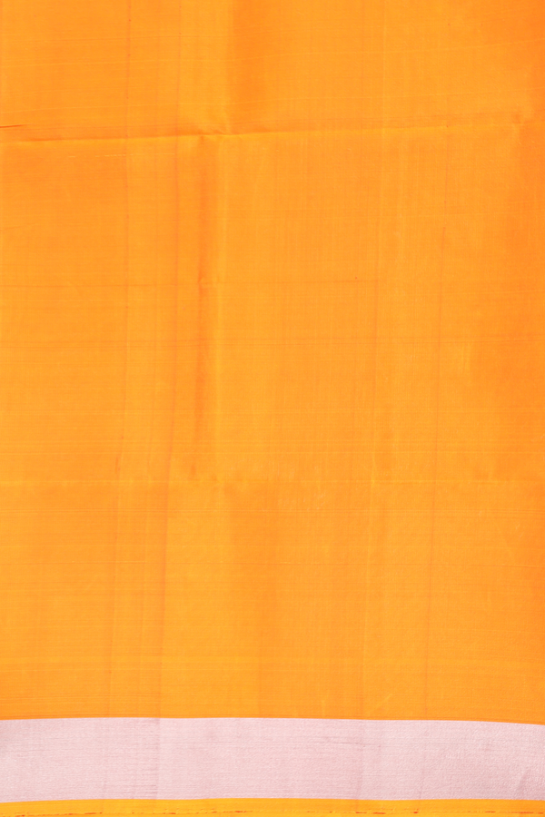 Soft Silk Saree In Bright Orange With Stripes Design