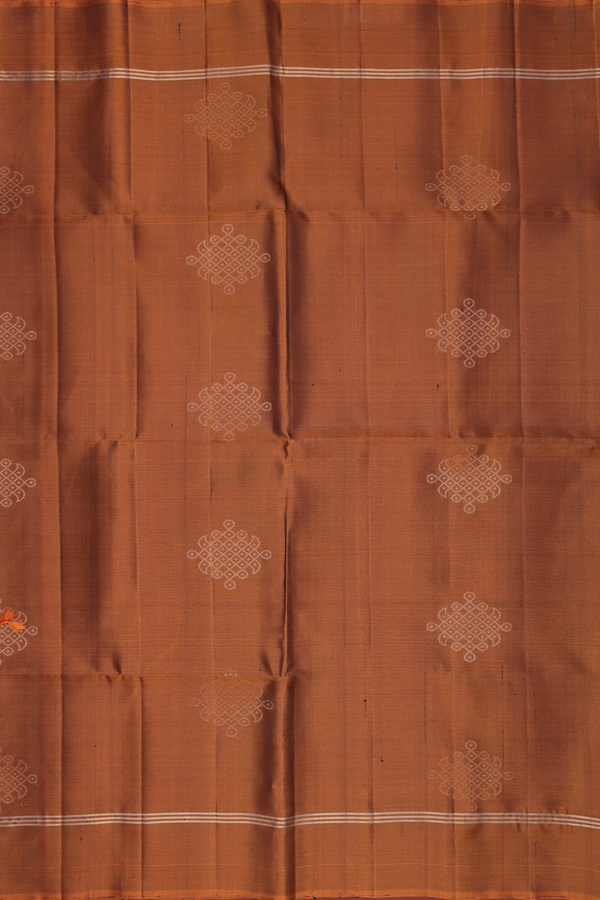 Soft Silk Saree In Brown With Kolam Buttas