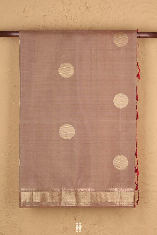 Soft Silk Saree In Pastel Brown With Zari Buttas