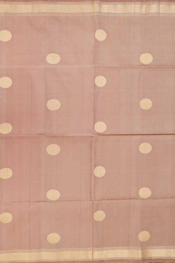 Soft Silk Saree In Pastel Brown With Zari Buttas