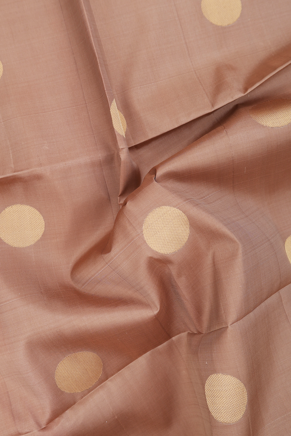 Soft Silk Saree In Pastel Brown With Zari Buttas