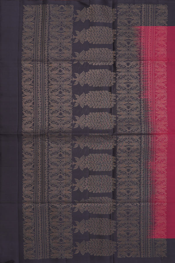 Soft Silk Saree In Burgundy With Floral Motifs