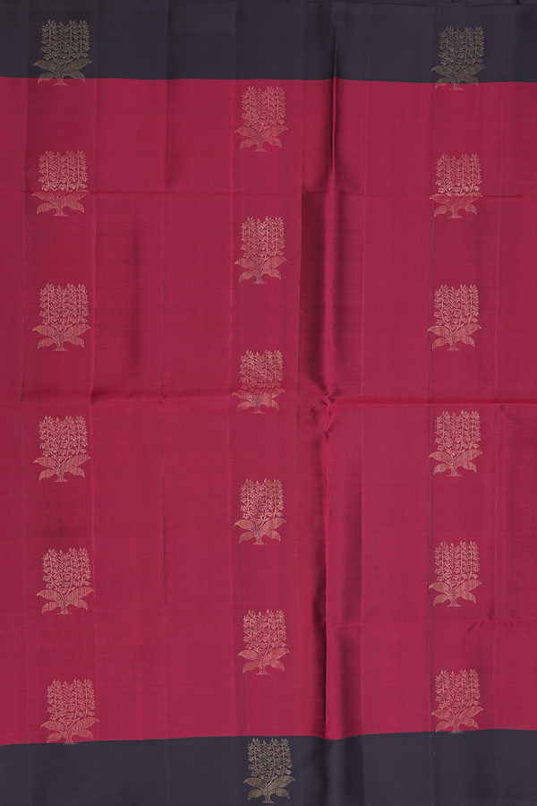 Soft Silk Saree In Burgundy With Floral Motifs