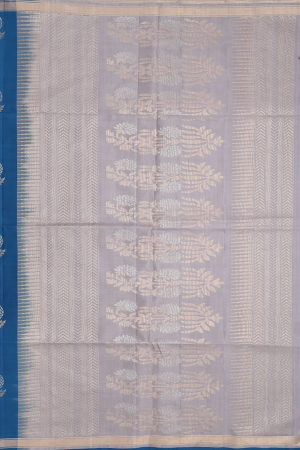 Soft Silk Saree In Capri Blue With Floral Motifs