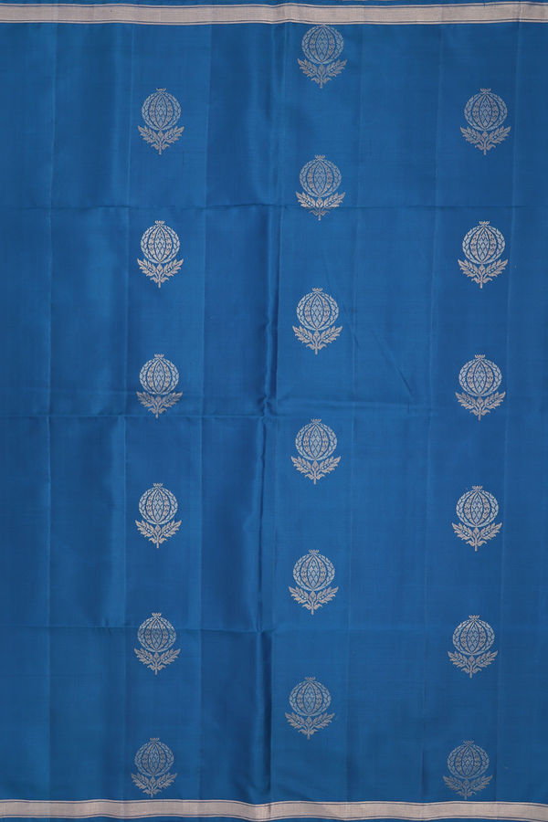 Soft Silk Saree In Capri Blue With Floral Motifs