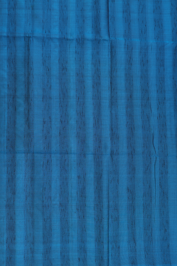 Soft Silk Saree In Capri Blue With Self Stripes Design