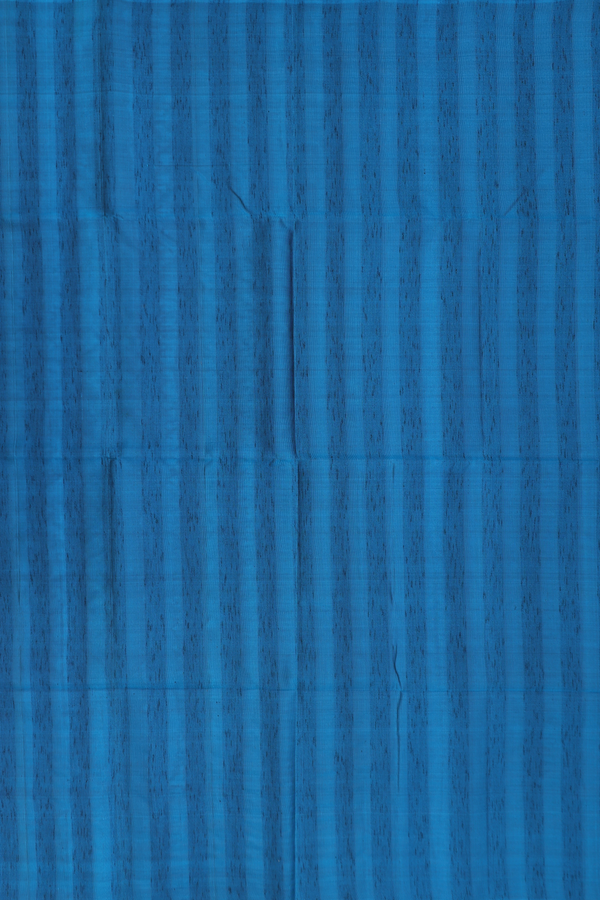 Soft Silk Saree In Capri Blue With Self Stripes Design