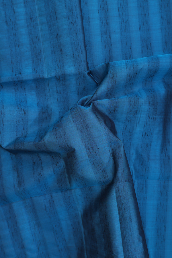 Soft Silk Saree In Capri Blue With Self Stripes Design