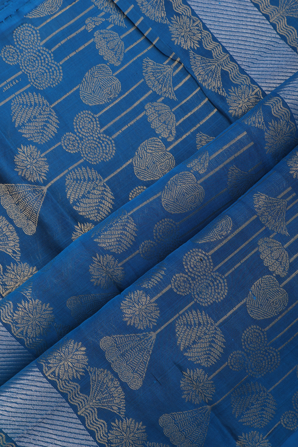 Soft Silk Saree In Cardamom Green With Zari Buttas